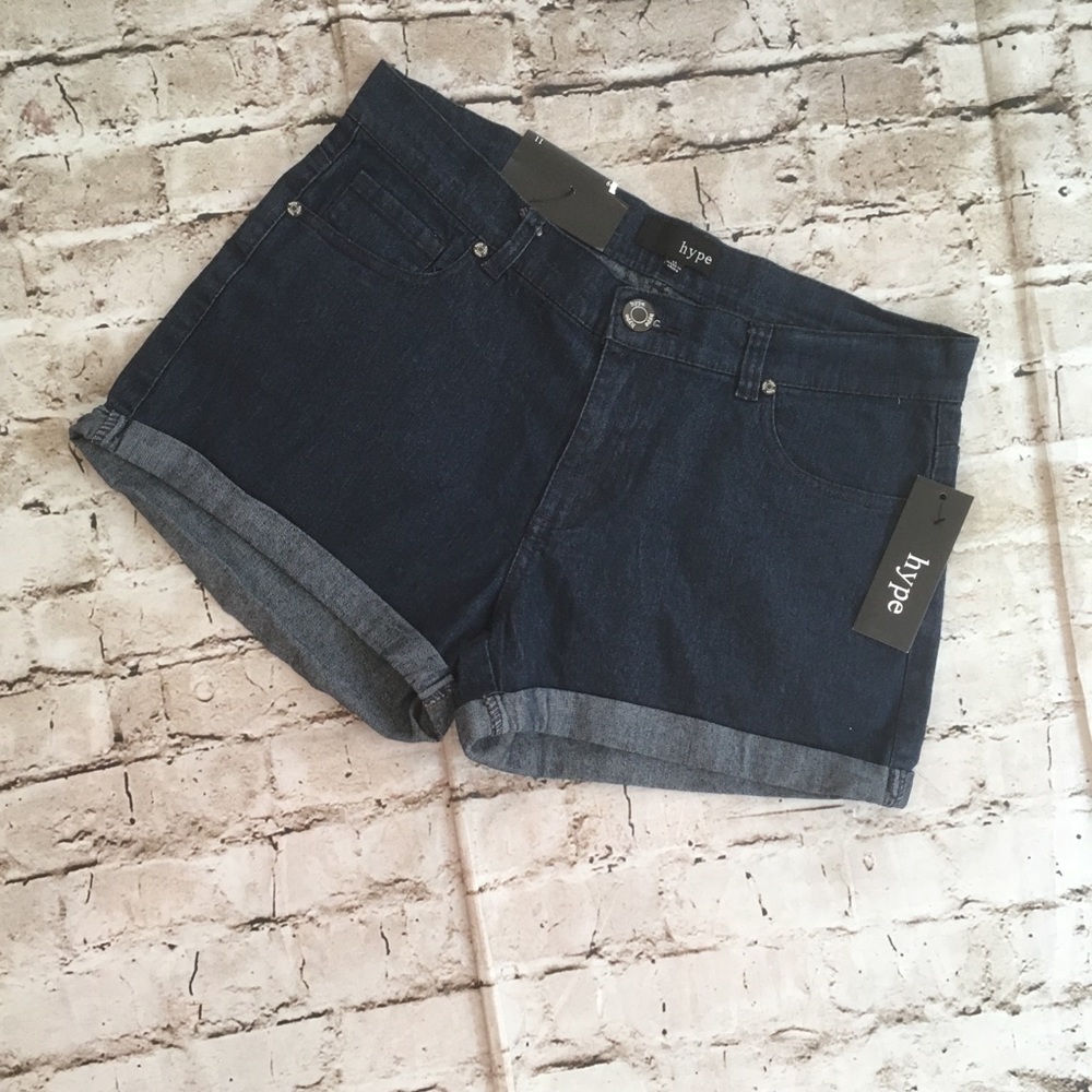 🔥 NWT hype Dark blue denim shorts size junior 11